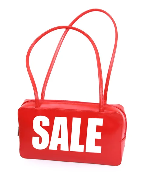 Handbag with red sale sign — Stock Photo, Image