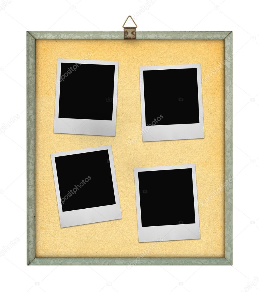 Corkboard with four photo frames