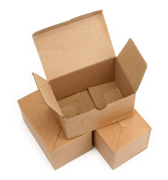 Τρία κουτιά από χαρτόνι — Φωτογραφία Αρχείου