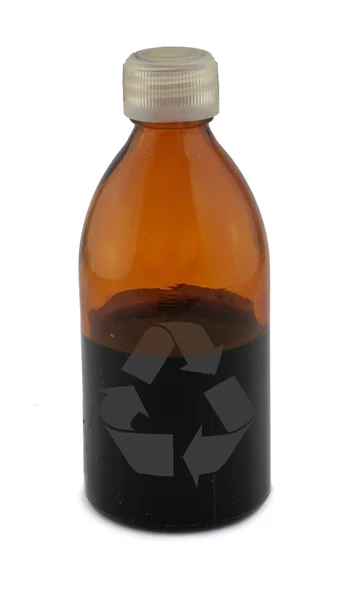 Flasche mit Recycling-Symbol — Stockfoto