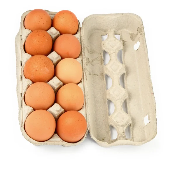Dix œufs dans une boîte — Photo