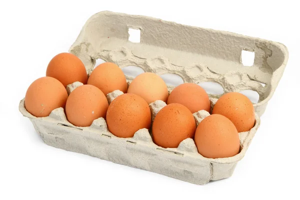 Dez ovos numa caixa — Fotografia de Stock
