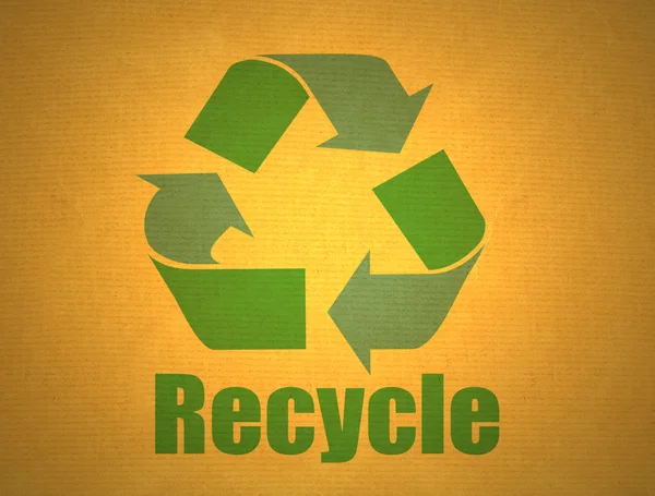 Recycling symbool op karton — Stockfoto