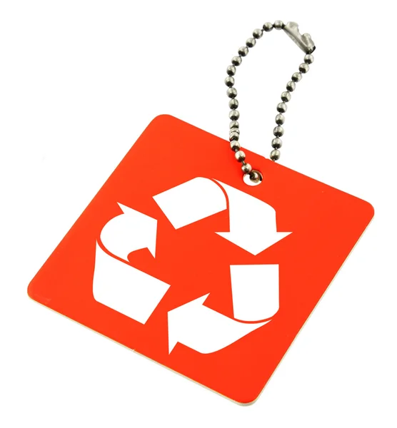 Etiqueta com símbolo reciclável — Fotografia de Stock