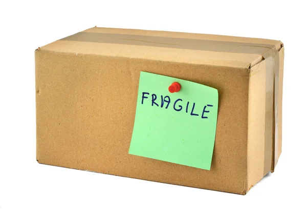 Caixa de papelão frágil — Fotografia de Stock
