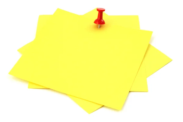 Tři žluté poznámek sticky notes — Stock fotografie