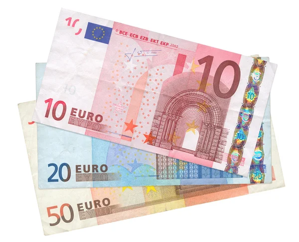 Три банкноти євро — стокове фото