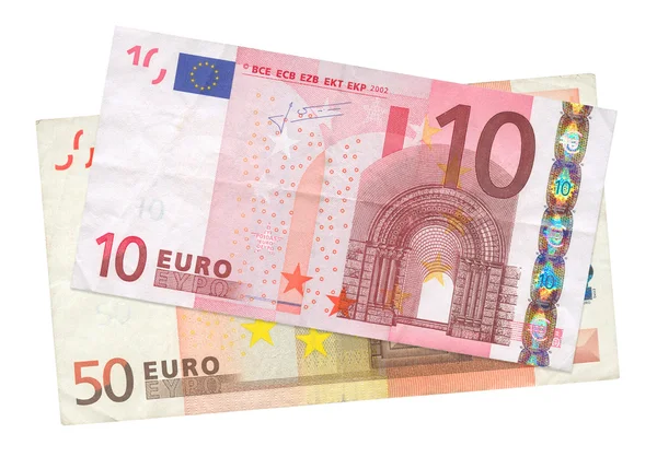 Duas notas de euro — Fotografia de Stock