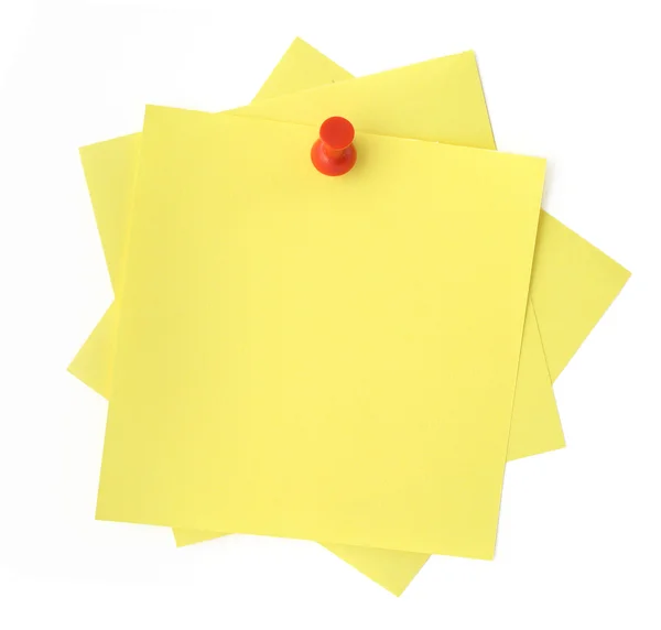 Três notas amarelas pegajosas — Fotografia de Stock