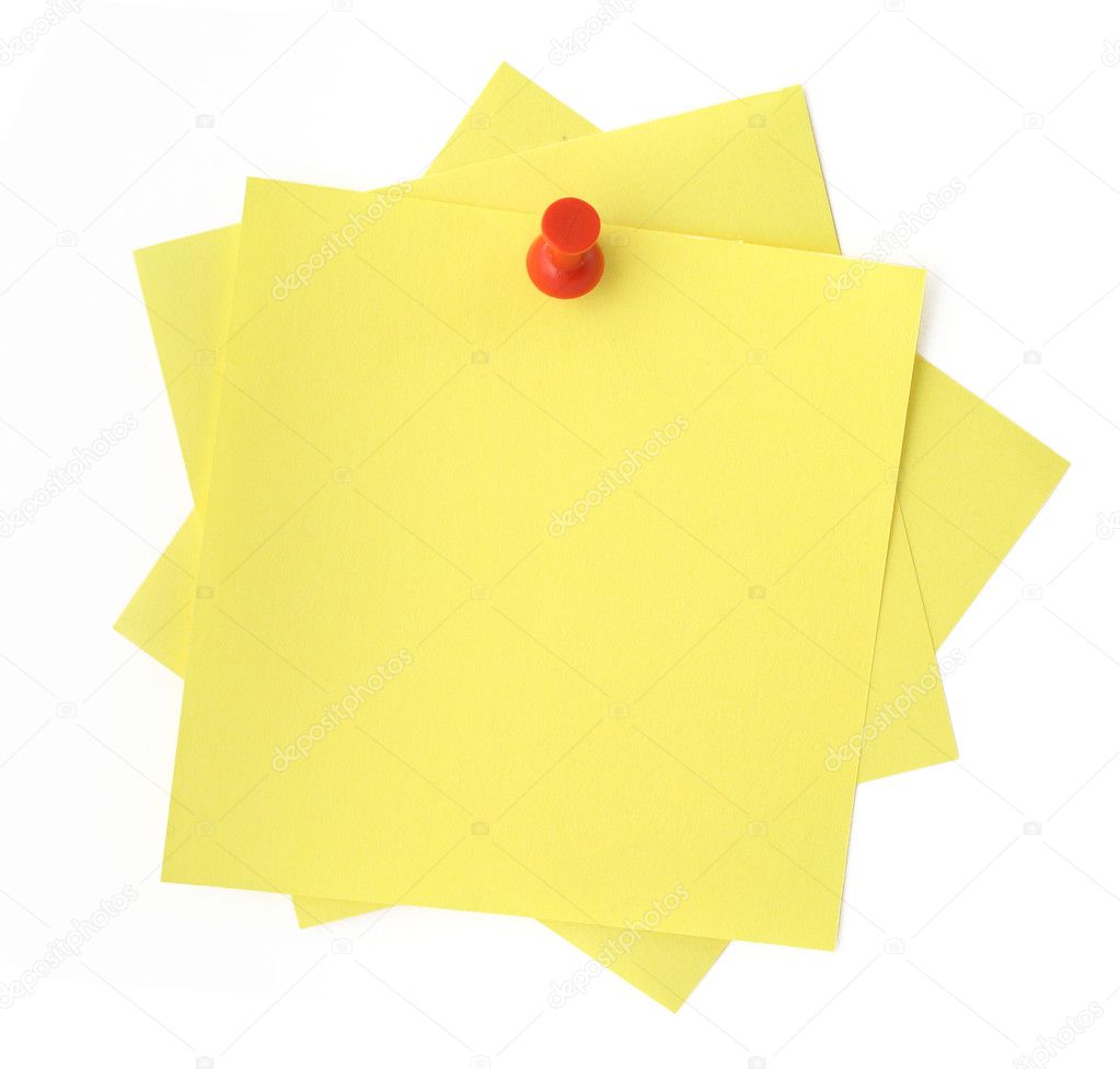 Three yellow sticky notes