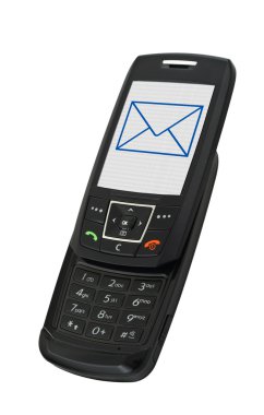 Mobile phone with envelope symbol clipart