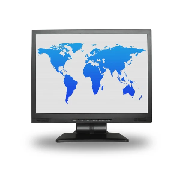 Lcd screen with world map — Stock Photo, Image