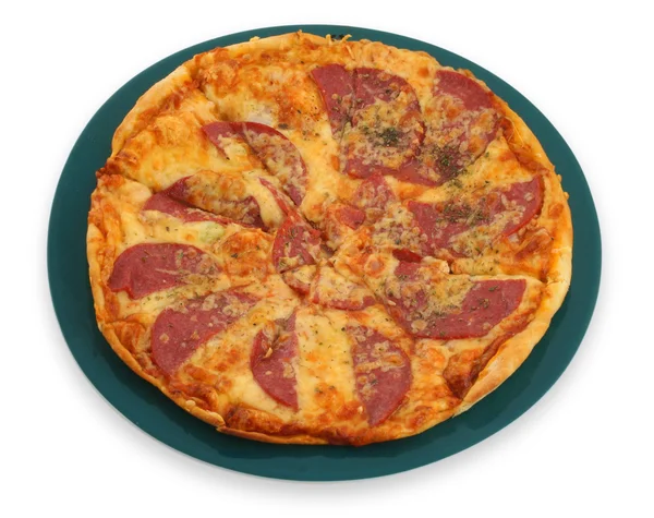 盘子里的意大利辣披萨 — 图库照片