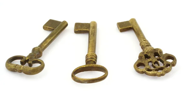 Trzy stare klucze — Zdjęcie stockowe