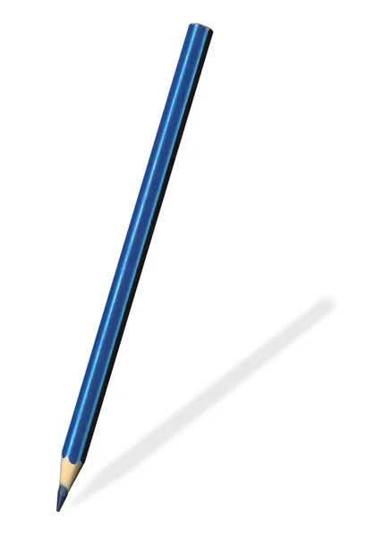 Синий карандаш на белом — стоковое фото