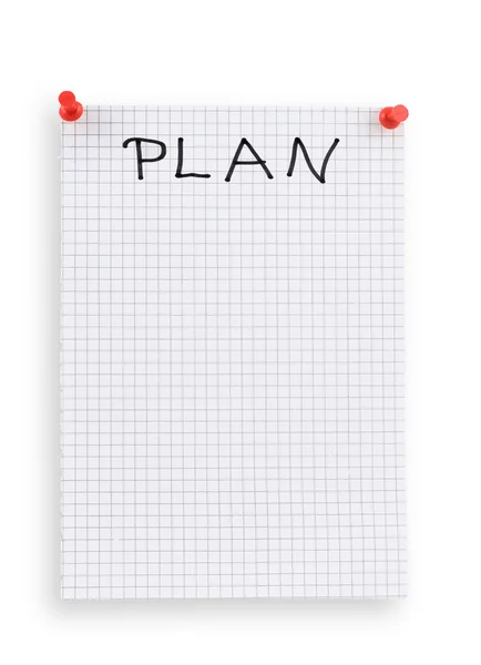 Thumbtacked plan — Stockfoto