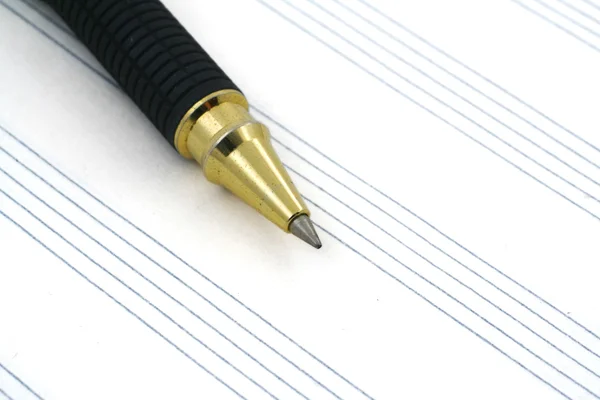 Πεντάγραμμο και στυλό — Φωτογραφία Αρχείου