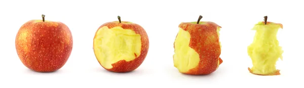 Этапы поедания яблока — стоковое фото