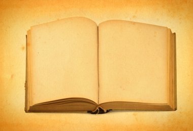 Open old book against retro background clipart