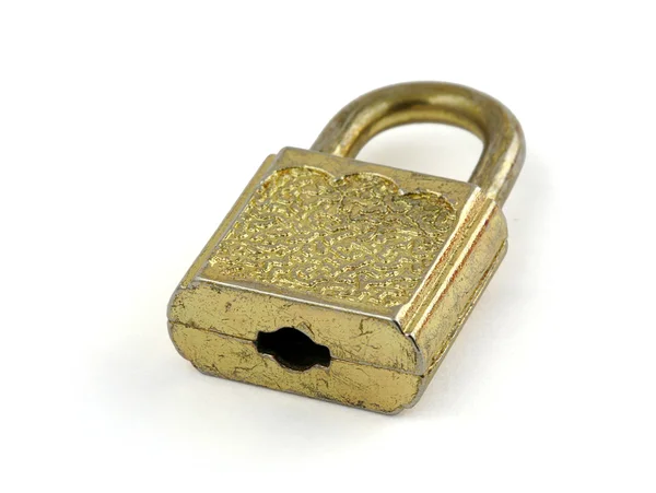 Old padlock on white — Stok fotoğraf