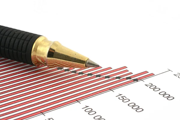 Pen tip and business chart — Stock Photo, Image