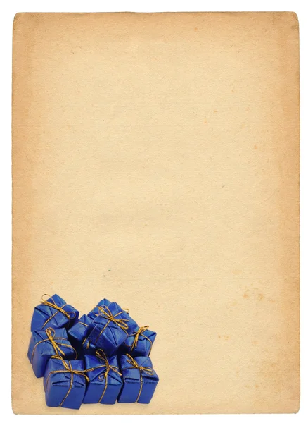 Retro arka plan mavi hediyeler — Stok fotoğraf