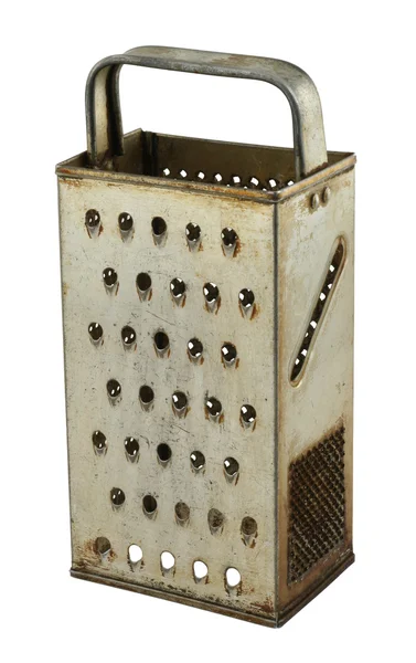 Old rusty grater on white — Stock Photo, Image