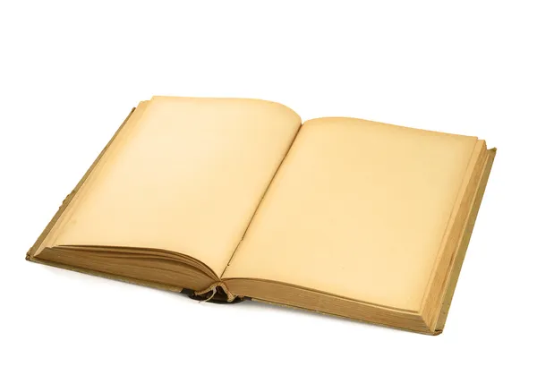 Open old blank book on white — Stock Photo, Image