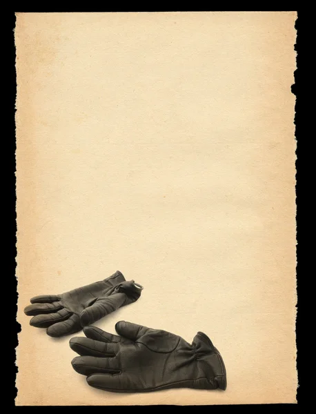 Altes Blatt Papier mit Handschuh-Motiv — Stockfoto