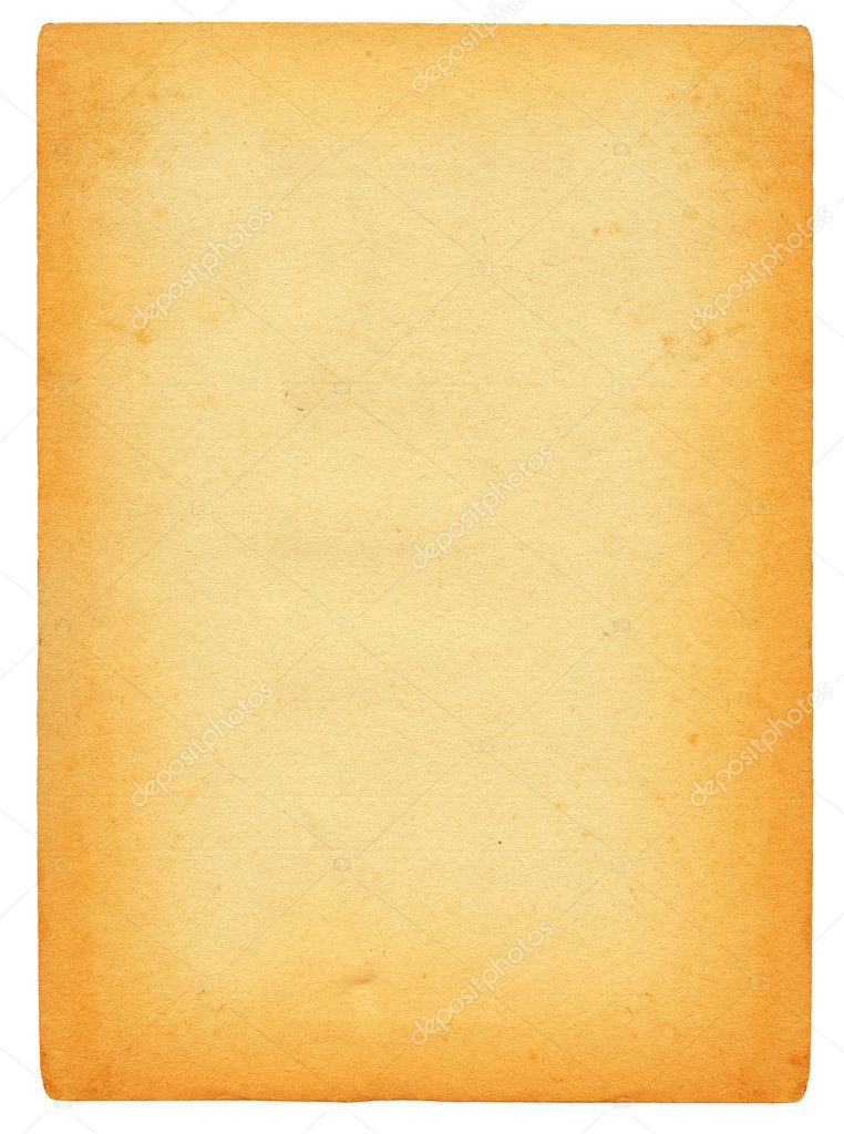 Sheet of old stained paper isolated