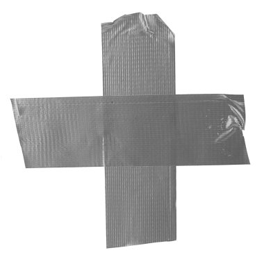 Crossed duct tape pieces on white clipart
