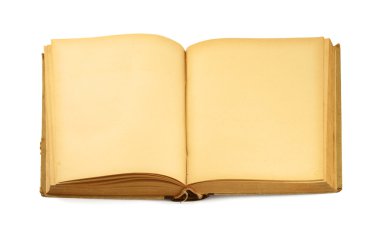Open old blank book on white clipart