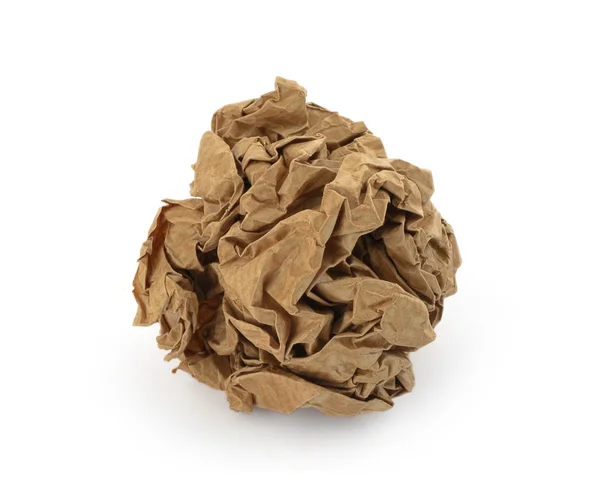 Primer plano de bola de papel arrugado marrón — Foto de Stock