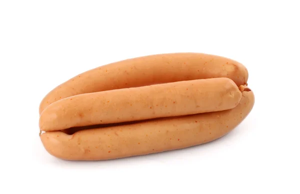 Three breakfast sausages on white — Stock Photo, Image