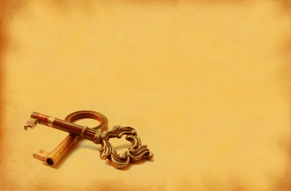Two old keys with retro copy space — Stock Photo, Image