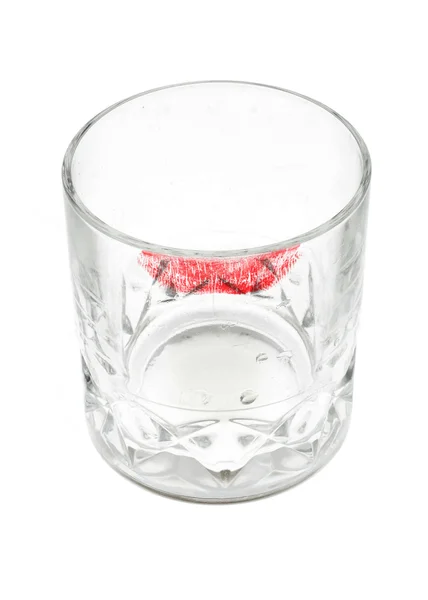 Whisky glas med läppstift — Stockfoto