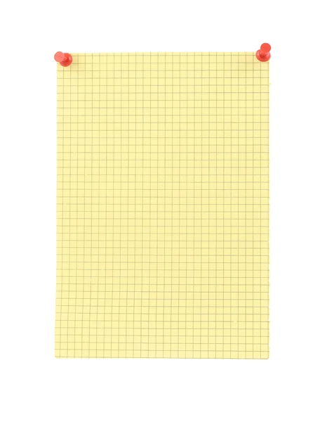 Blank thumbtacked squared paper page — Stock Photo, Image