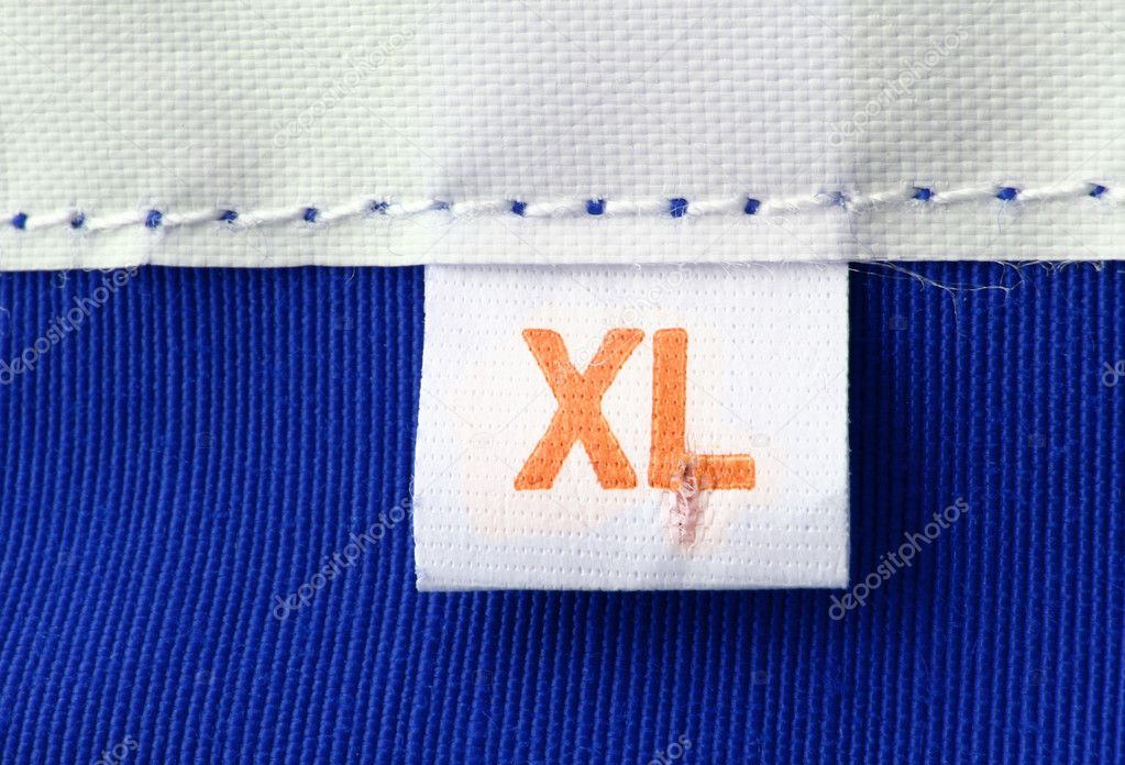 Real macro of XL size clothing label