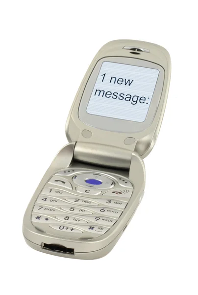 Mobilní telefon s jeden nový text zprávy — Stock fotografie