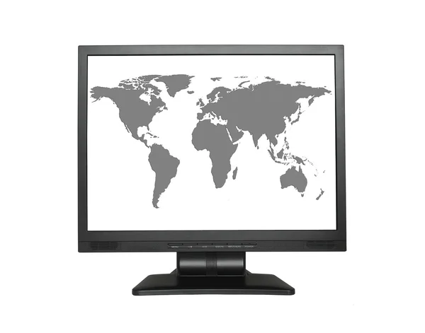 Kaart van de wereld in brede LCD-scherm — Stockfoto