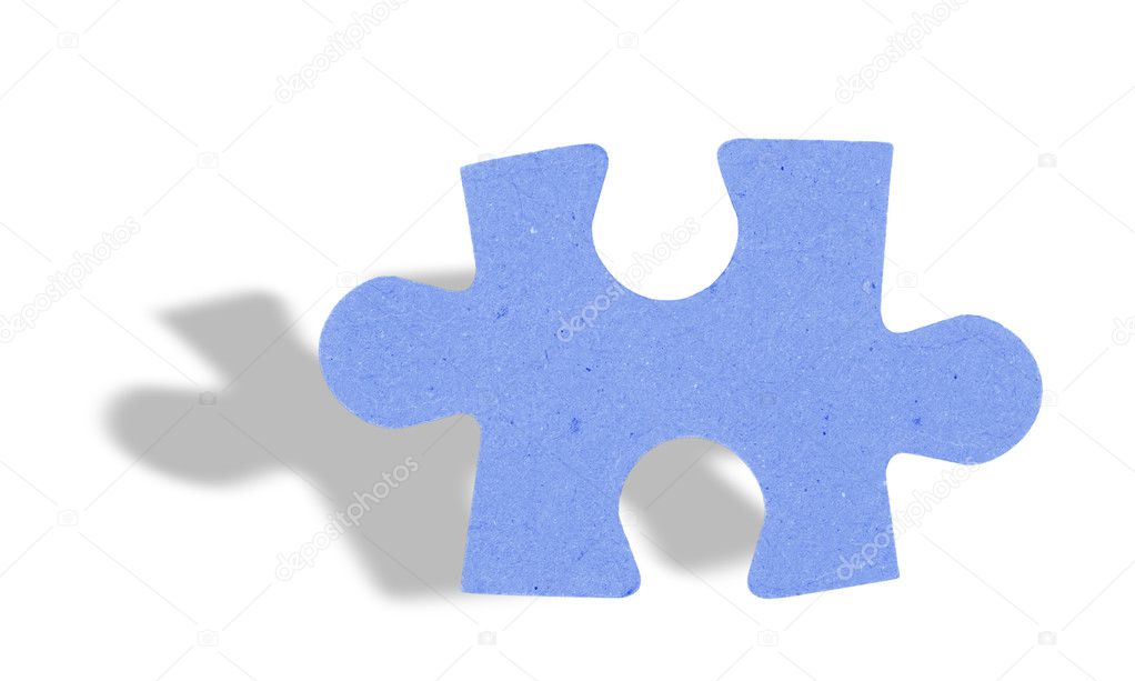 Puzzle piece with shadow on white