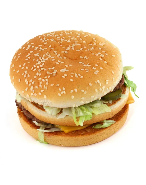 白地に食欲をそそるハンバーガー — ストック写真
