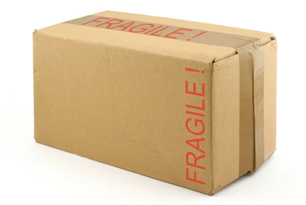 Caja de cartón frágil — Foto de Stock