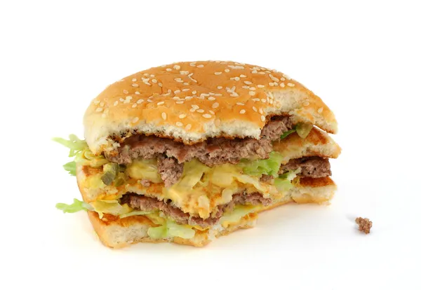 Stock image Half-eaten delicious hamburger