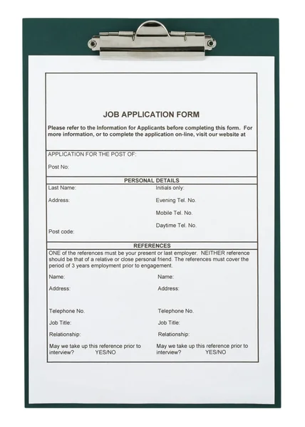 Zaměstnání formulář žádosti — Stock fotografie