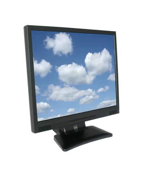Wyświetlacz LCD z na tle nieba — Zdjęcie stockowe