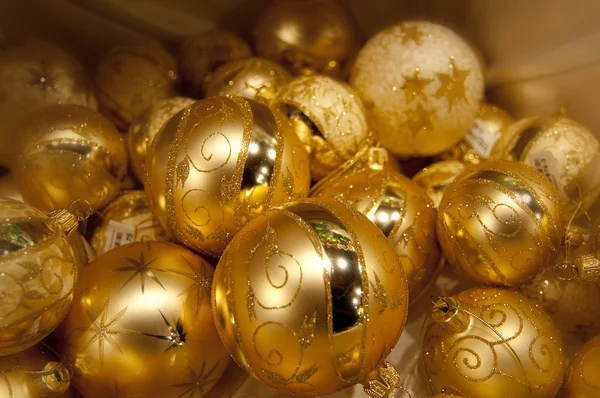 Yellow christmas balls — Stock Photo, Image