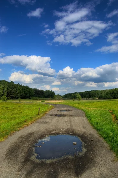 Pöl på landsbygden väg — Stockfoto