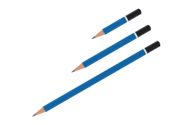 Três lápis azuis — Fotografia de Stock