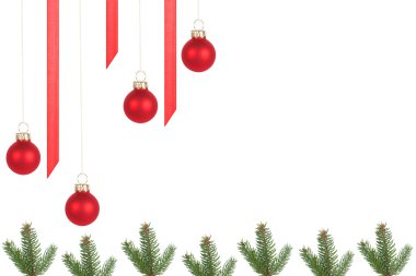 Fir branches, Christmas tree balls clipart